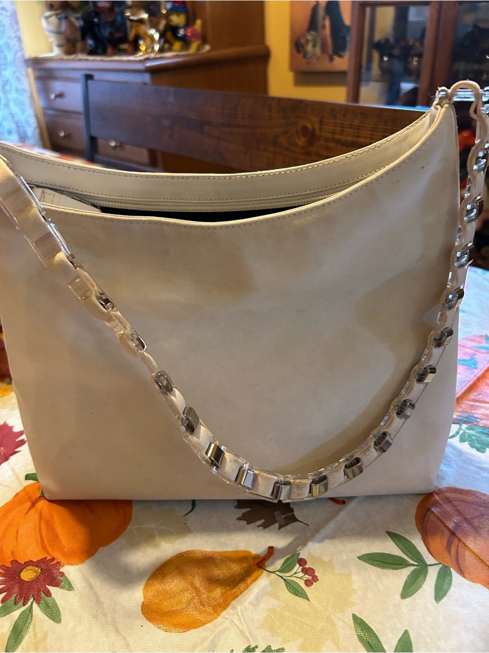Salvador Ferragamo white bag with chain strap